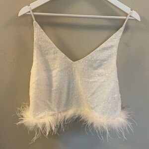 White sequin crop top tank
